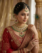 Royal Red and Green Bridal Choker Necklace Set