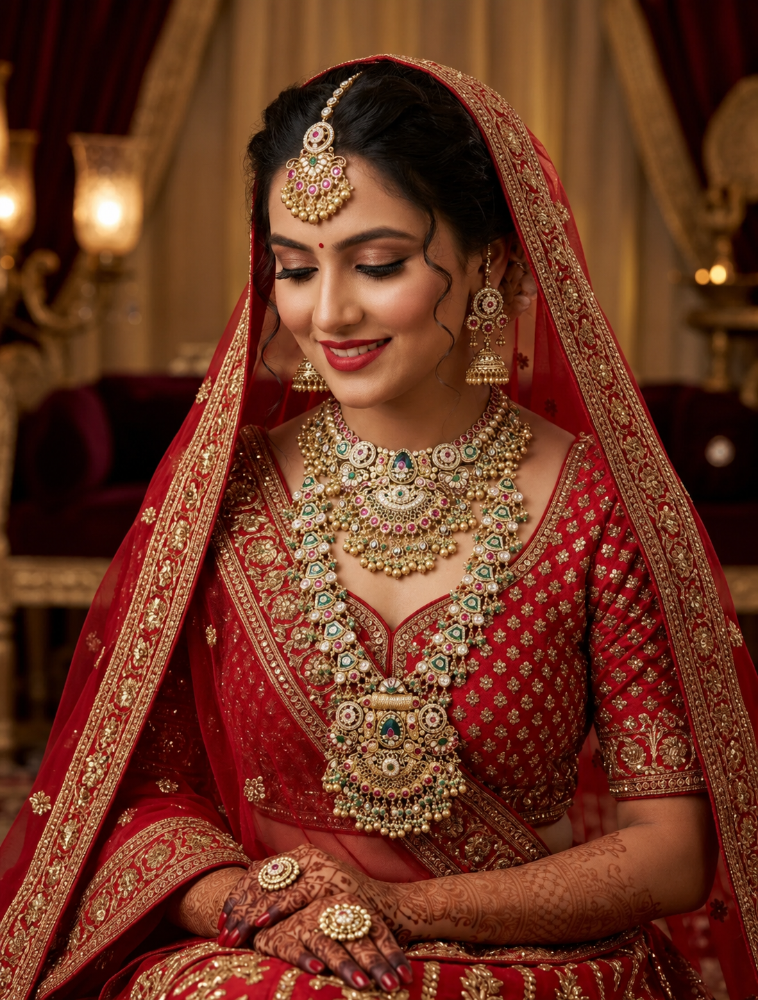 Rani Temple Bridal Combo Necklace Set
