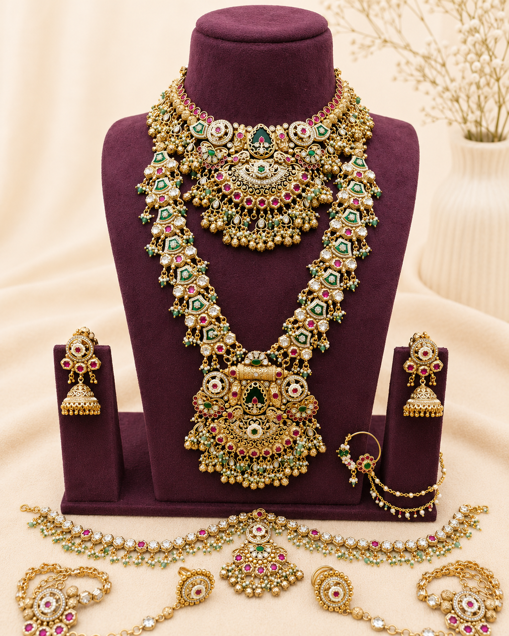 Rani Temple Bridal Combo Necklace Set