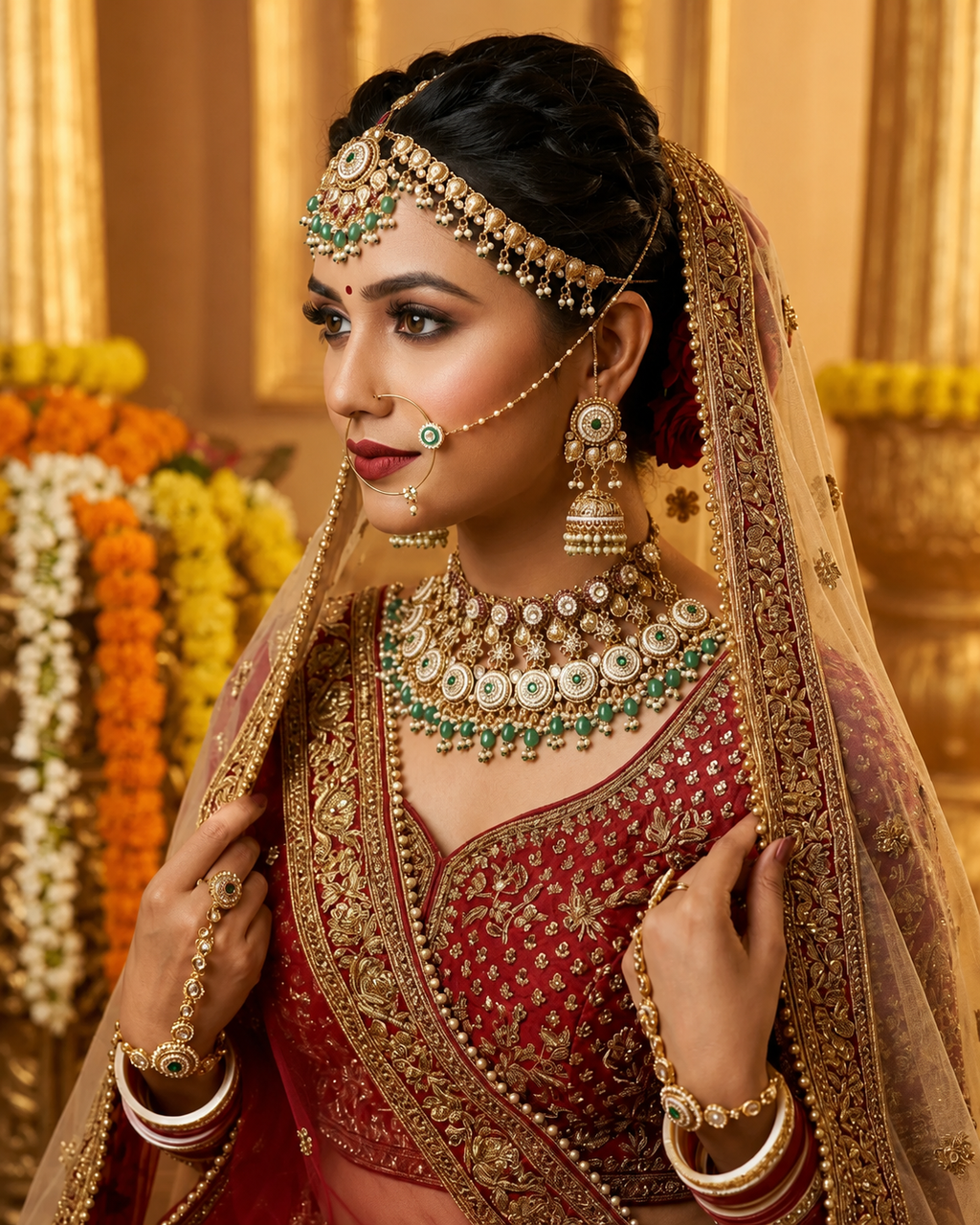 Royal Green Kundan Bridal Choker Set