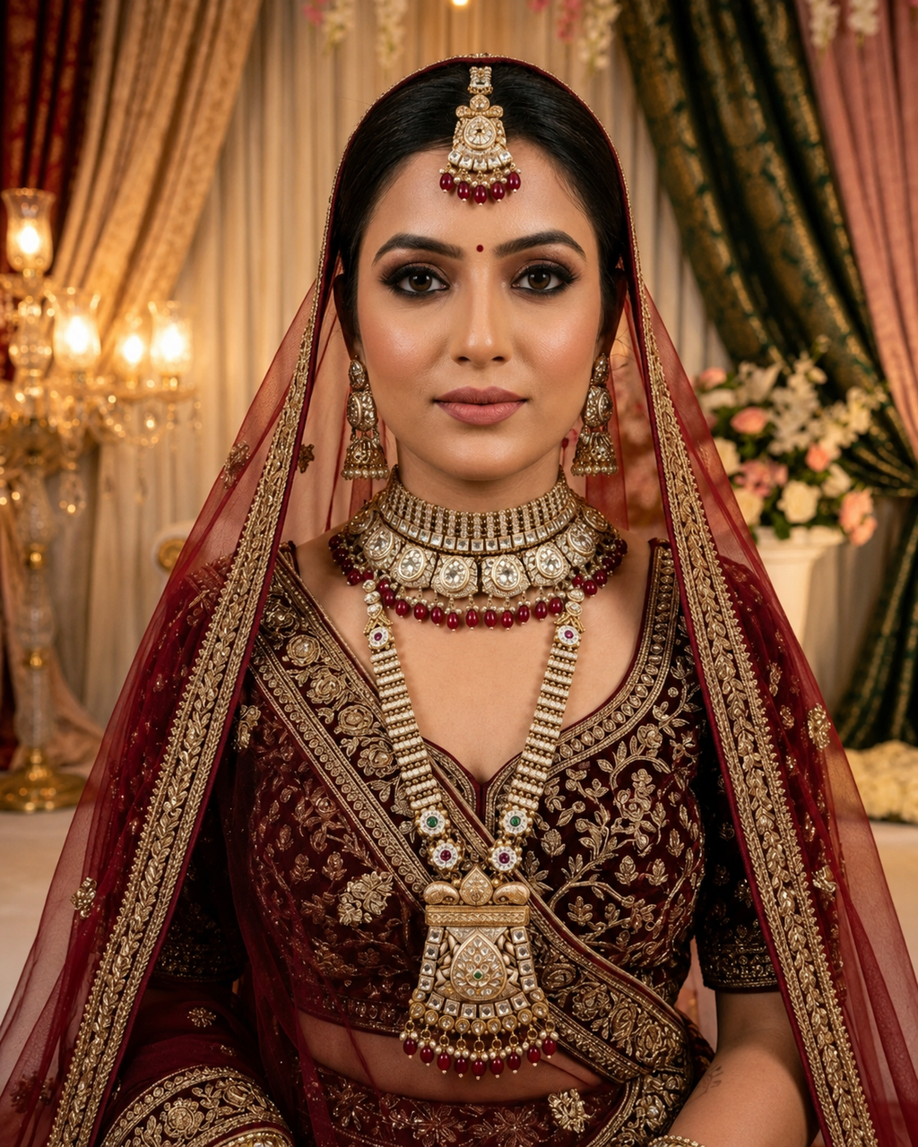Rajwadi Kundan Long Necklace Set
