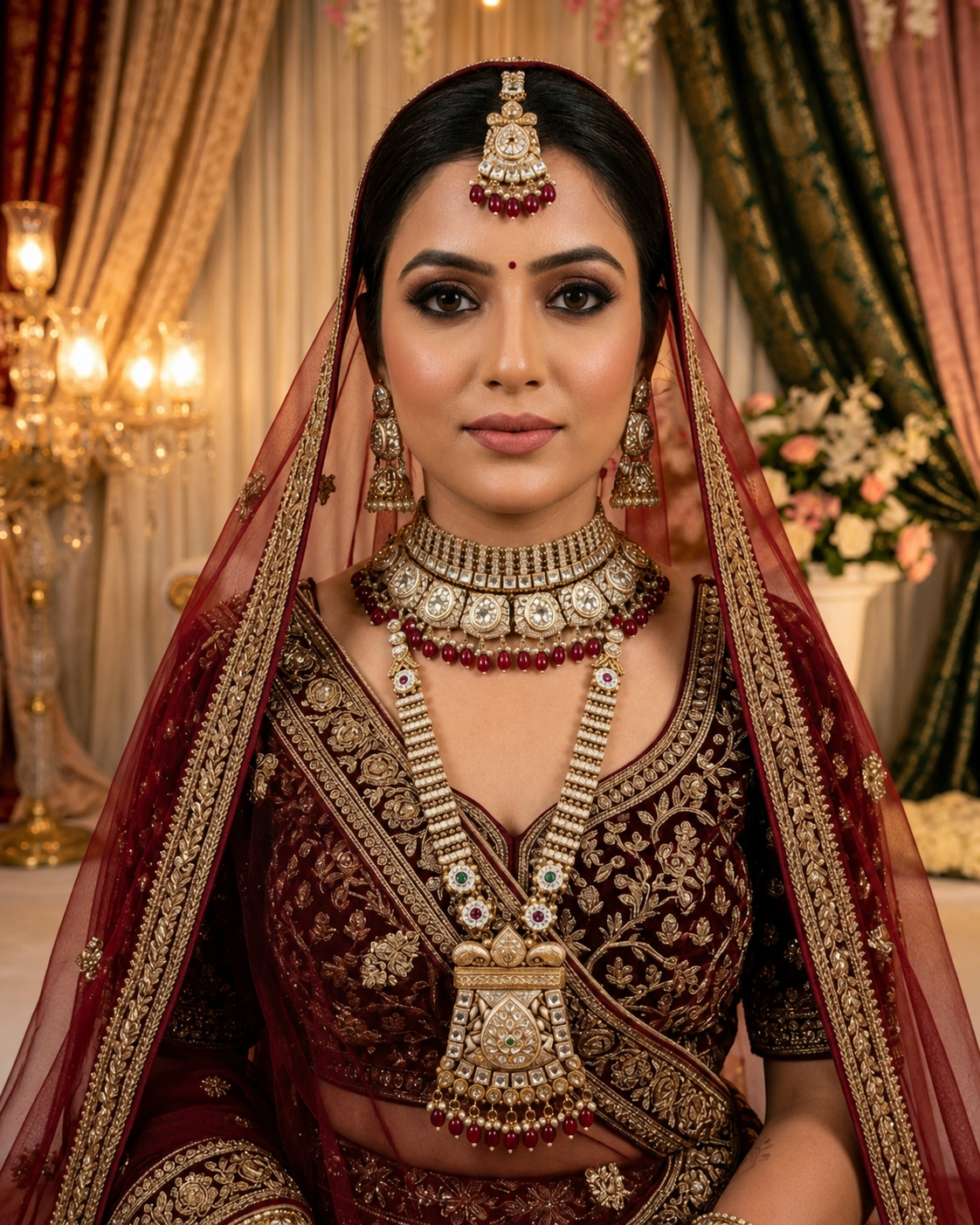 Rajwadi Kundan Long Necklace Set