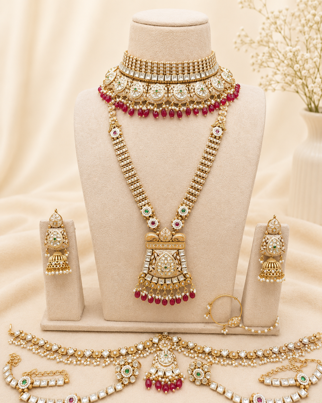 Rajwadi Kundan Long Necklace Set