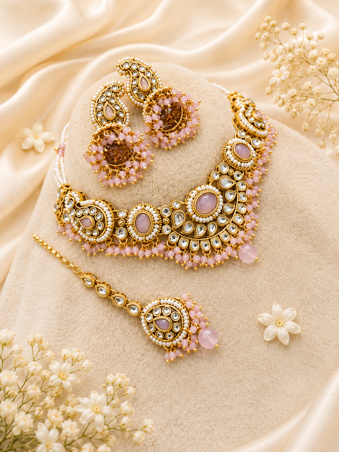 Blush Pearl Kundan Necklace Set