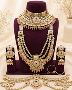 Pink Stone Rajwadi Bridal Set