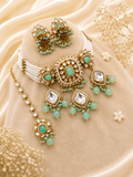 Mint Green Kundan Pearl Jewellery Set