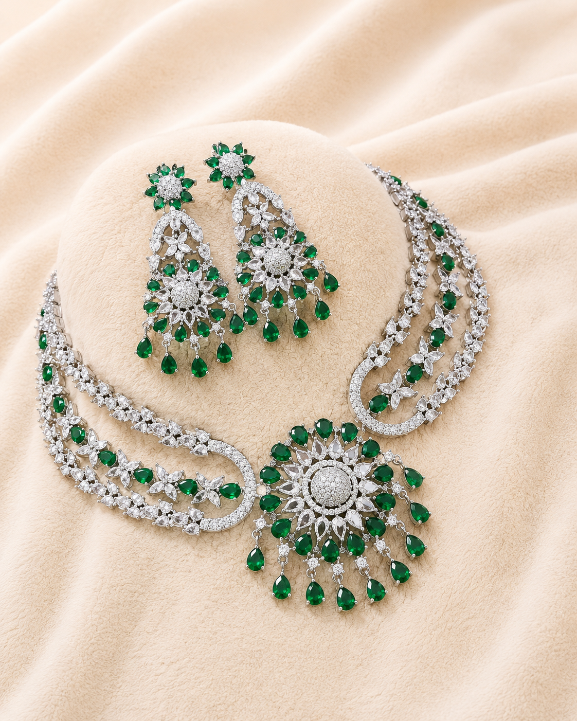 Royal Emerald Floral Statement Set