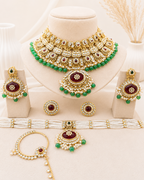 Royal Red and Green Bridal Choker Necklace Set