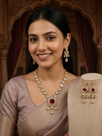 Ruby Crystal Statement Necklace Set