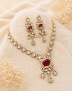 Ruby Crystal Statement Necklace Set