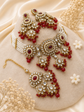 Ruby Kundan Pearl Bridal Jewelry Set