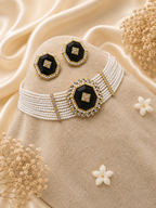Black Kundan Pearl Necklace Set