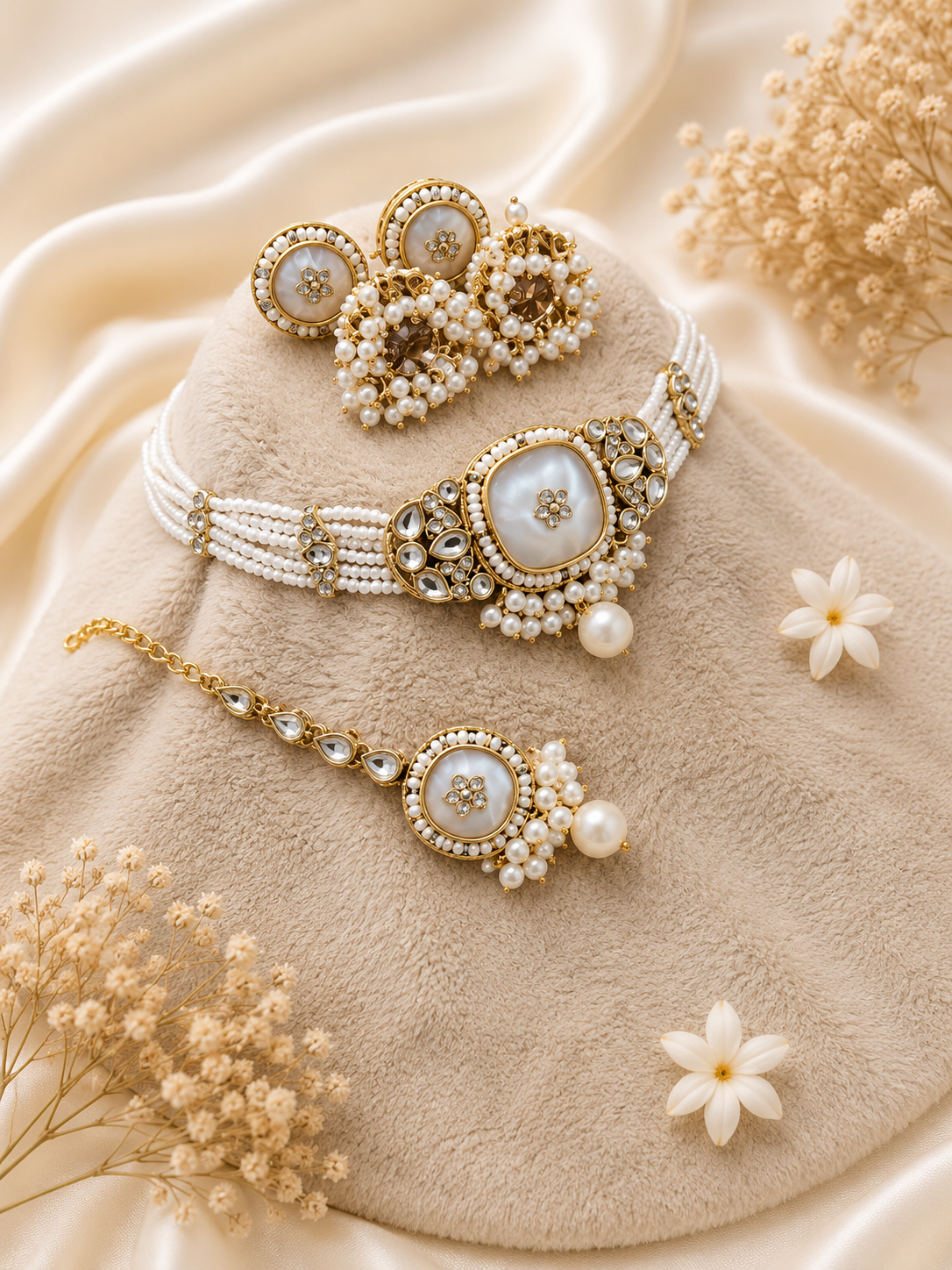 Pearl Elegance Kundan Choker Set