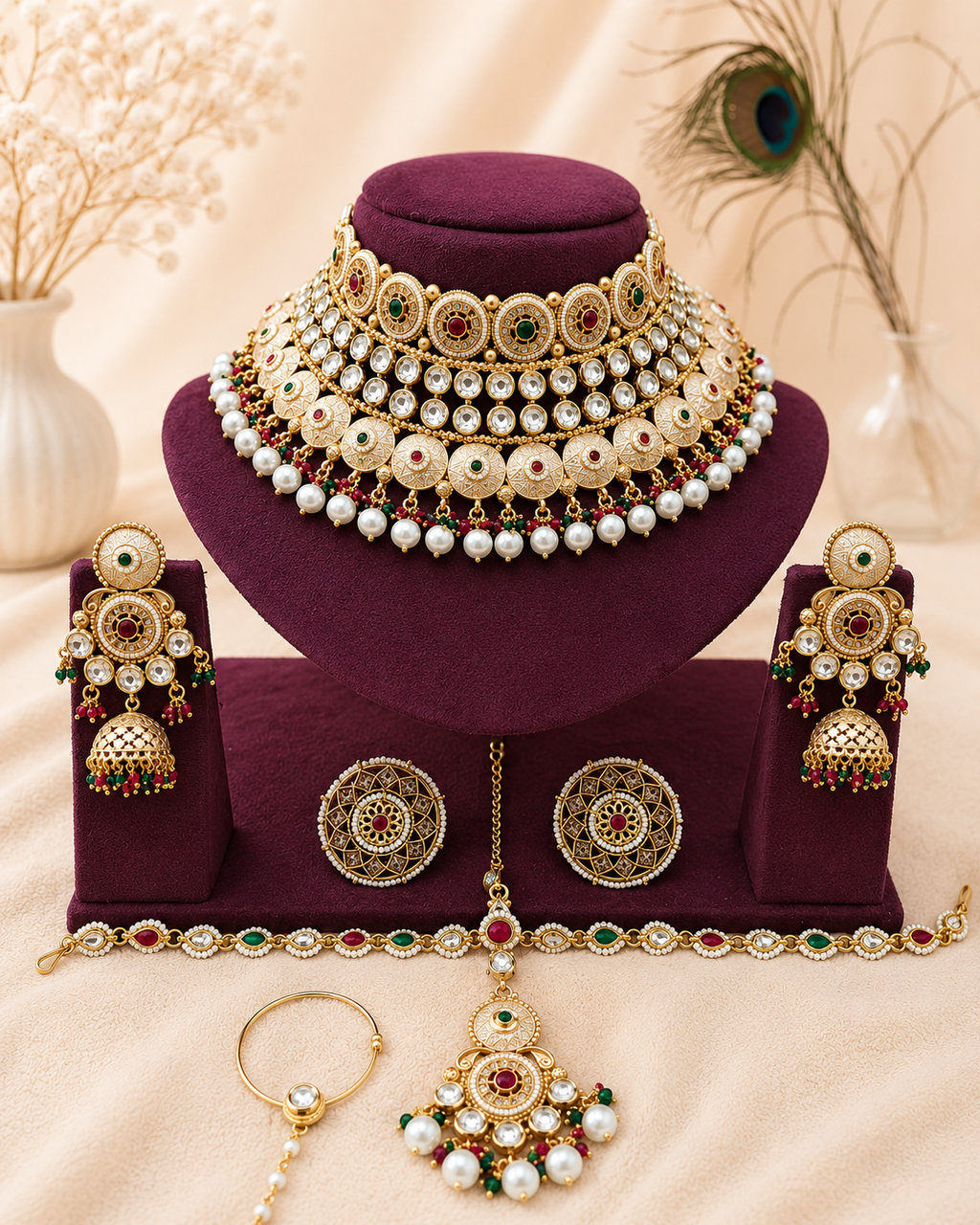 Kundan Pearl Bridal Choker Set