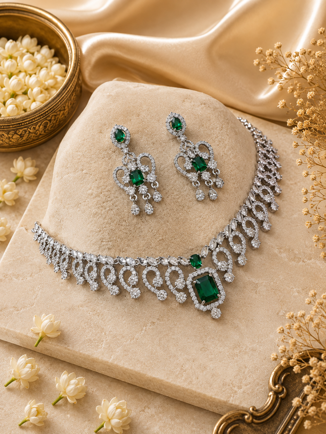 Baroque Emerald Statement Set