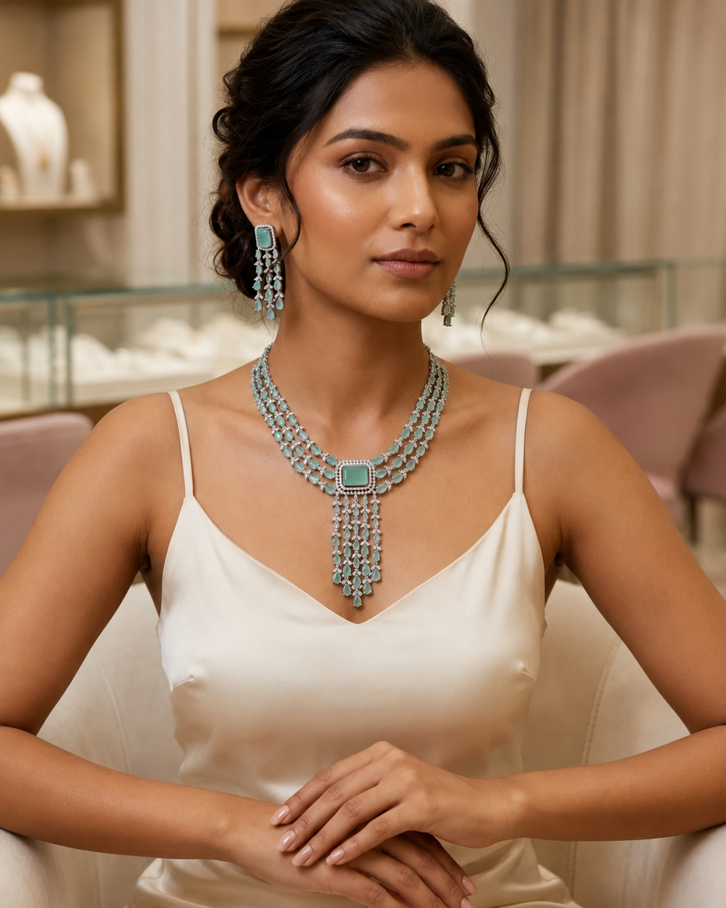 Ocean Veil Tassel Necklace Set