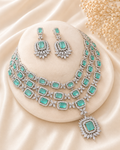 Aqua Royale Halo Necklace Set