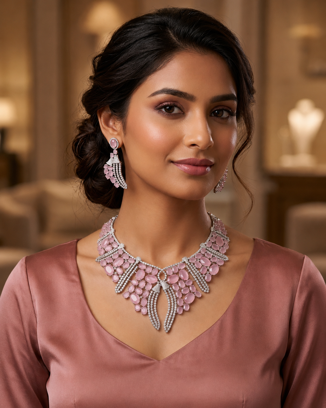 Rosé Imperial Statement Necklace Set