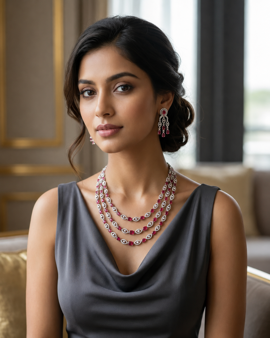 Ruby Infinity Elegance Necklace Set