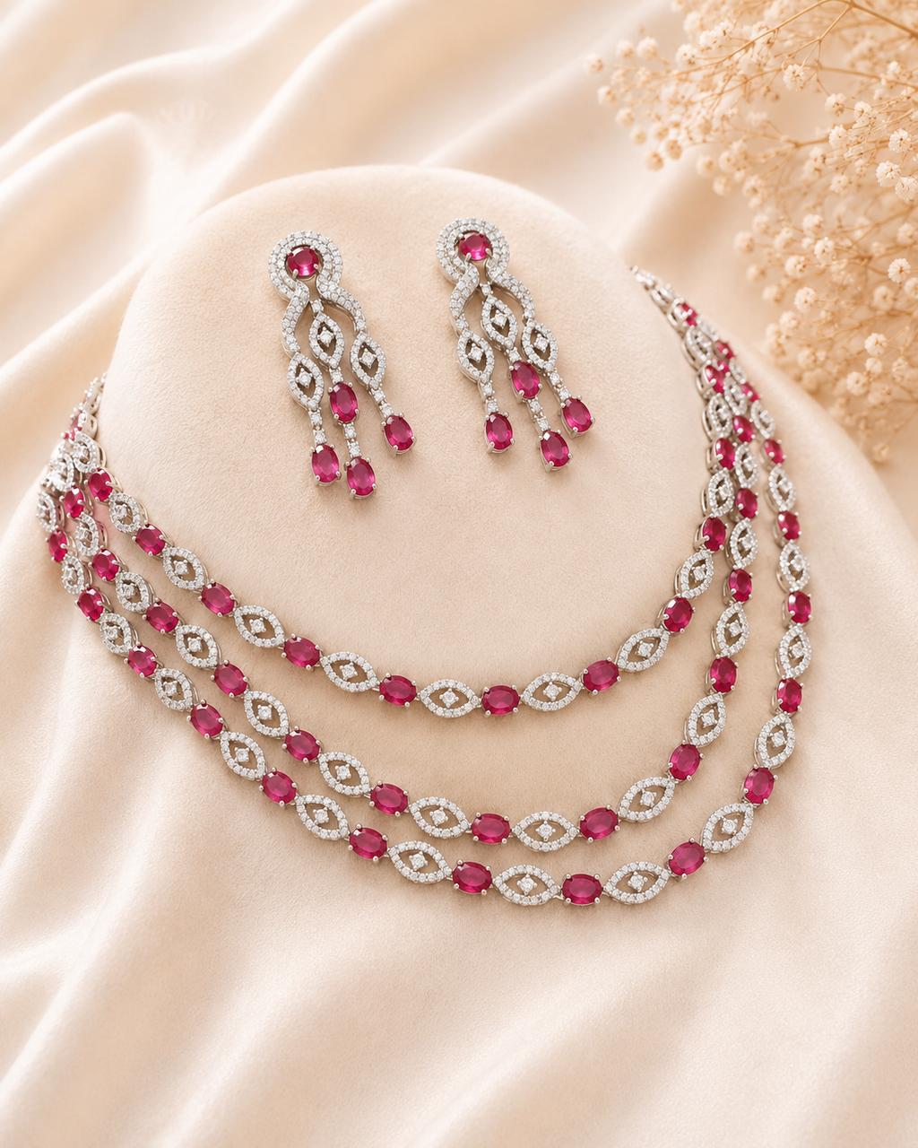 Ruby Infinity Elegance Necklace Set