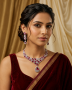 Royal Crimson Blossom Necklace Set