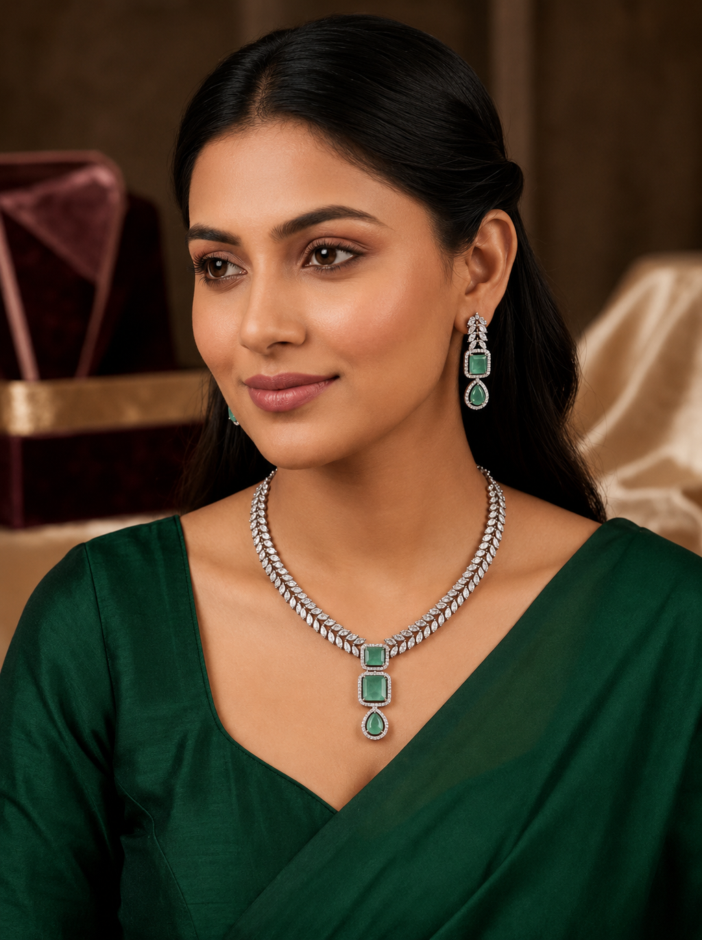 Regal Emerald Laurel Drop Set