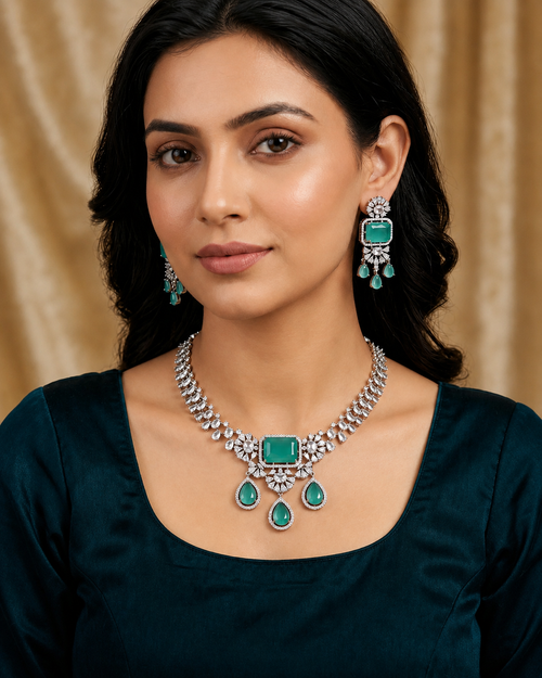 Azure Royale Cascade Necklace Set
