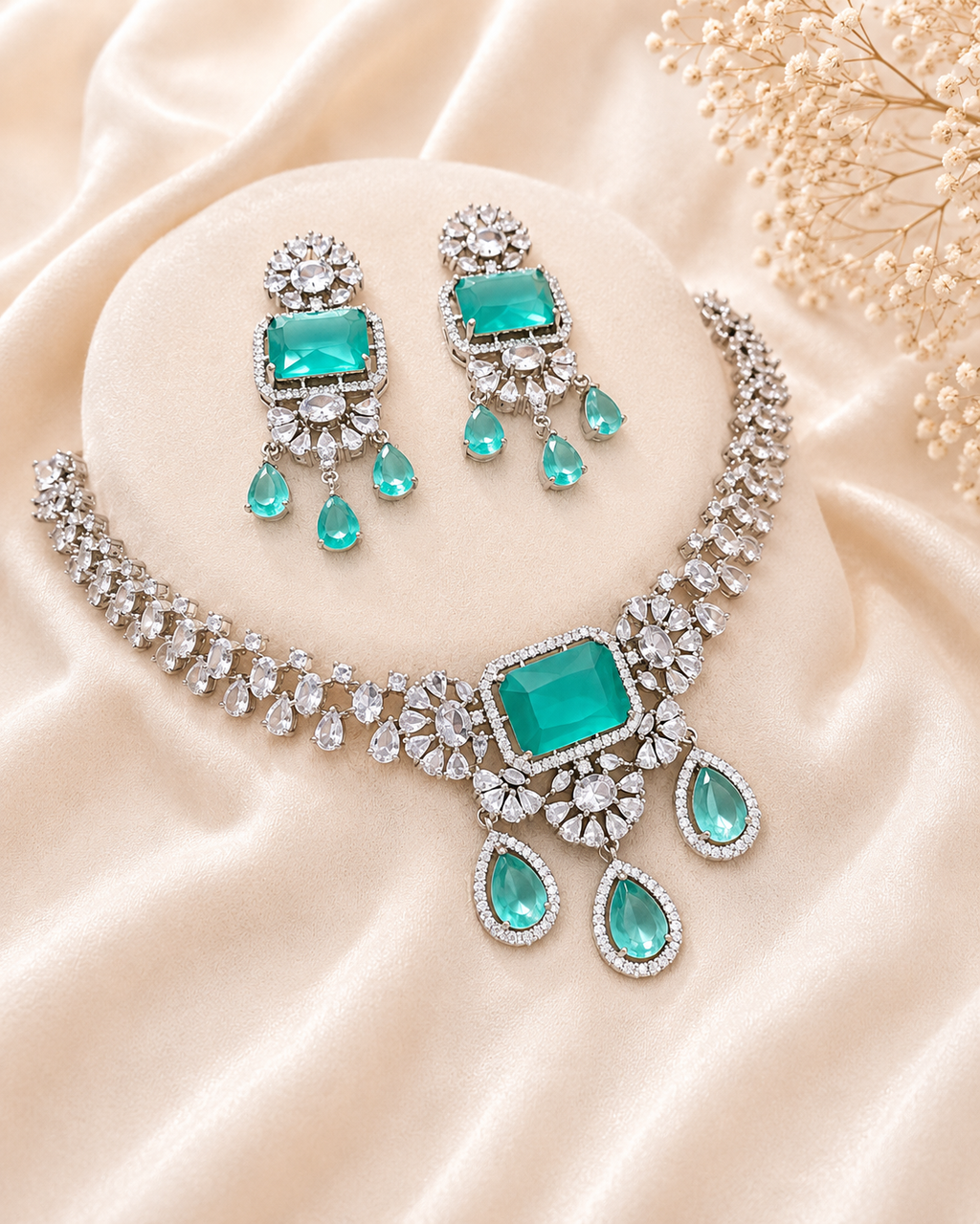 Azure Royale Cascade Necklace Set