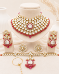 Polki and Pink Stone Bridal Choker Necklace Set