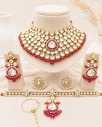 Polki and Pink Stone Bridal Choker Necklace Set