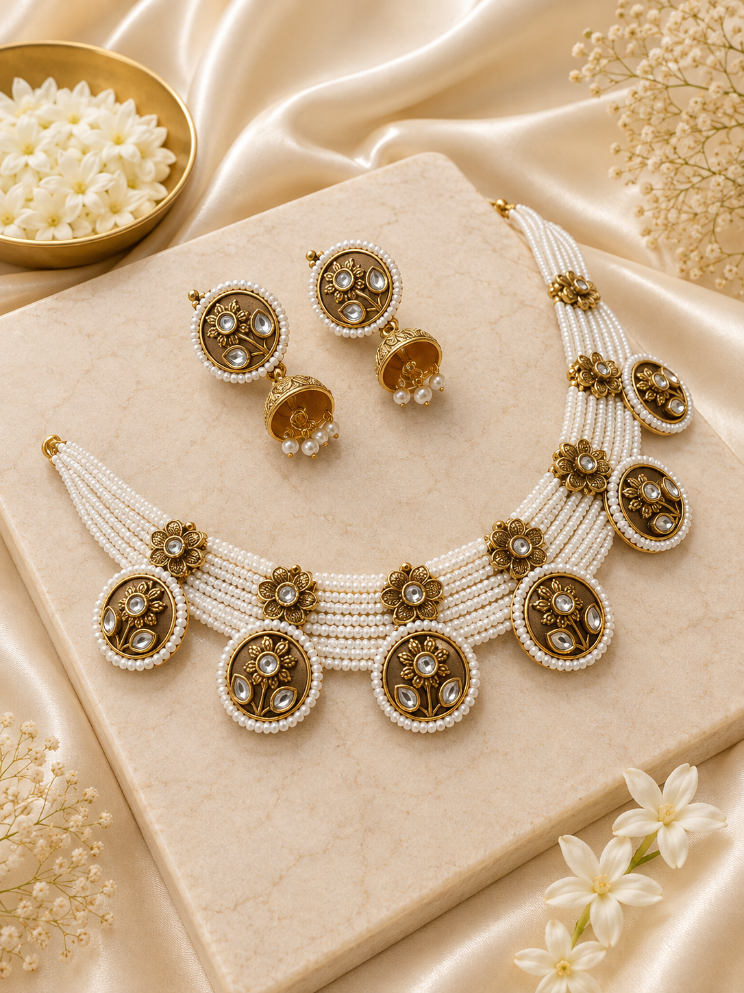 Golden Stone Pearl Set