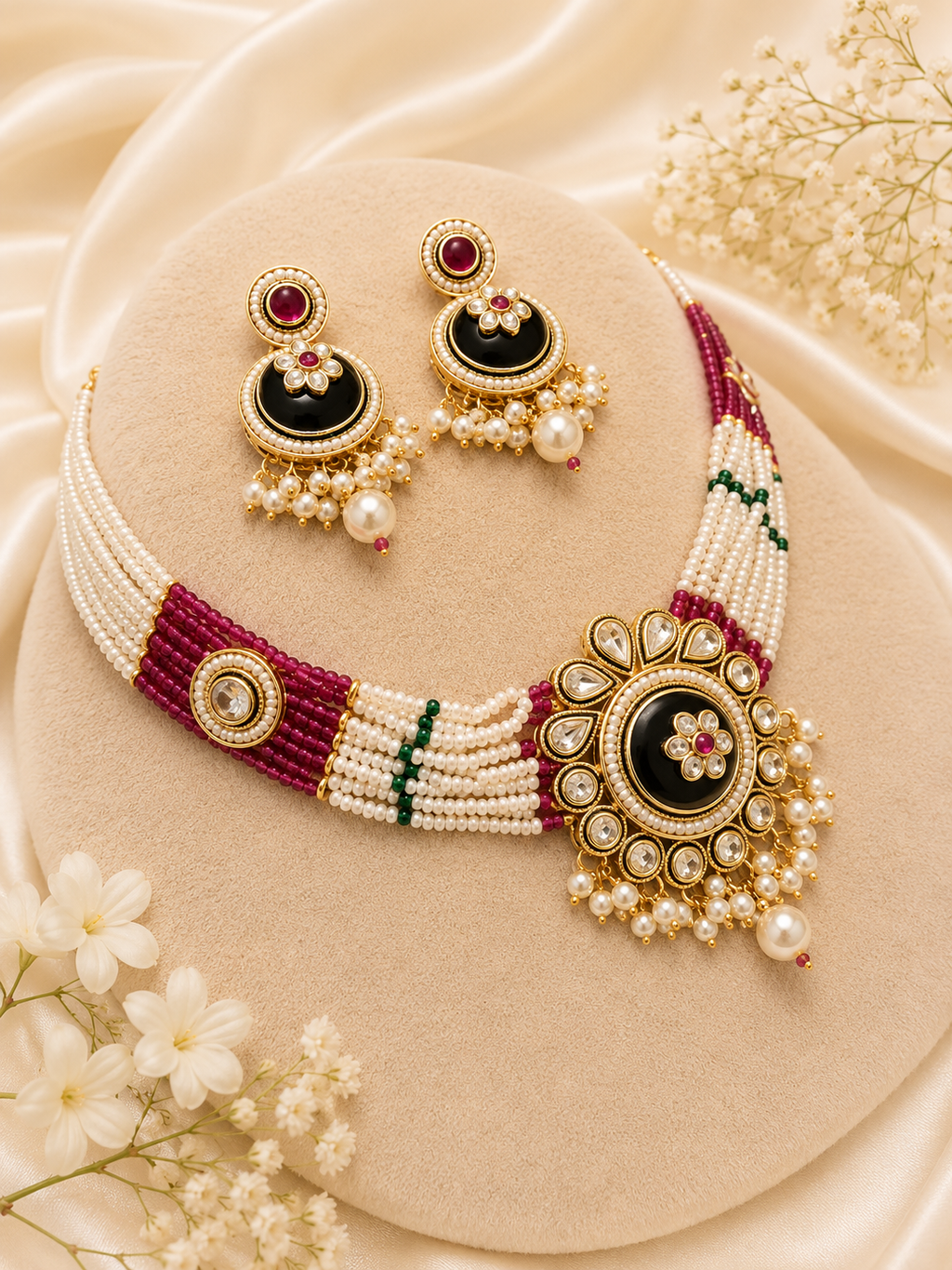 Golden Champagne Necklace Set