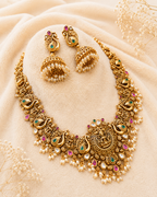 Royal Peacock Pearl Temple Necklace Set