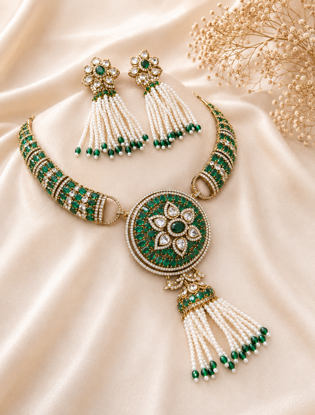 Emerald Pearl Heritage Choker Set