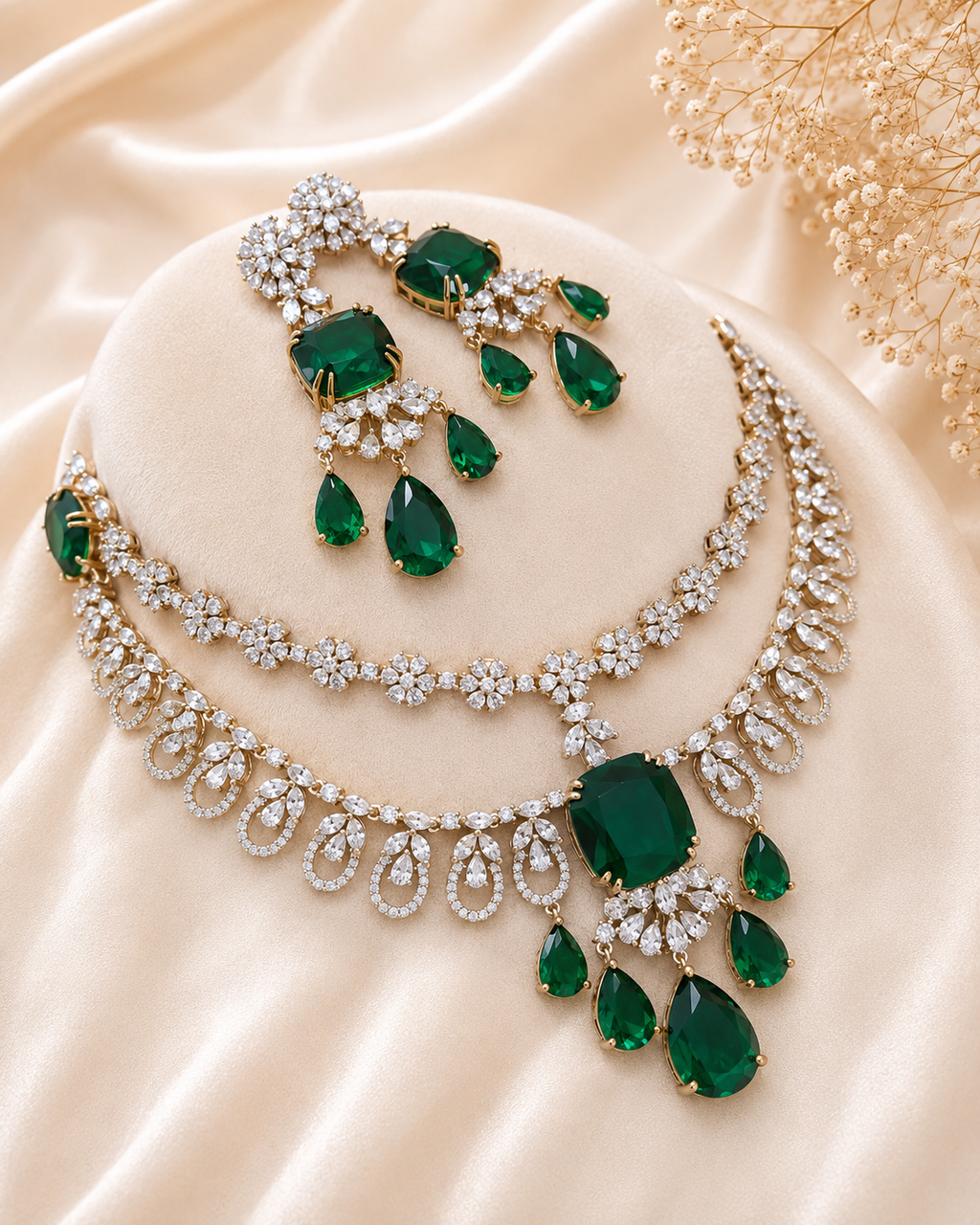 Emerald Bloom Luxe Necklace Set