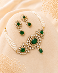 Emerald Pearl Kundan green Necklace Set