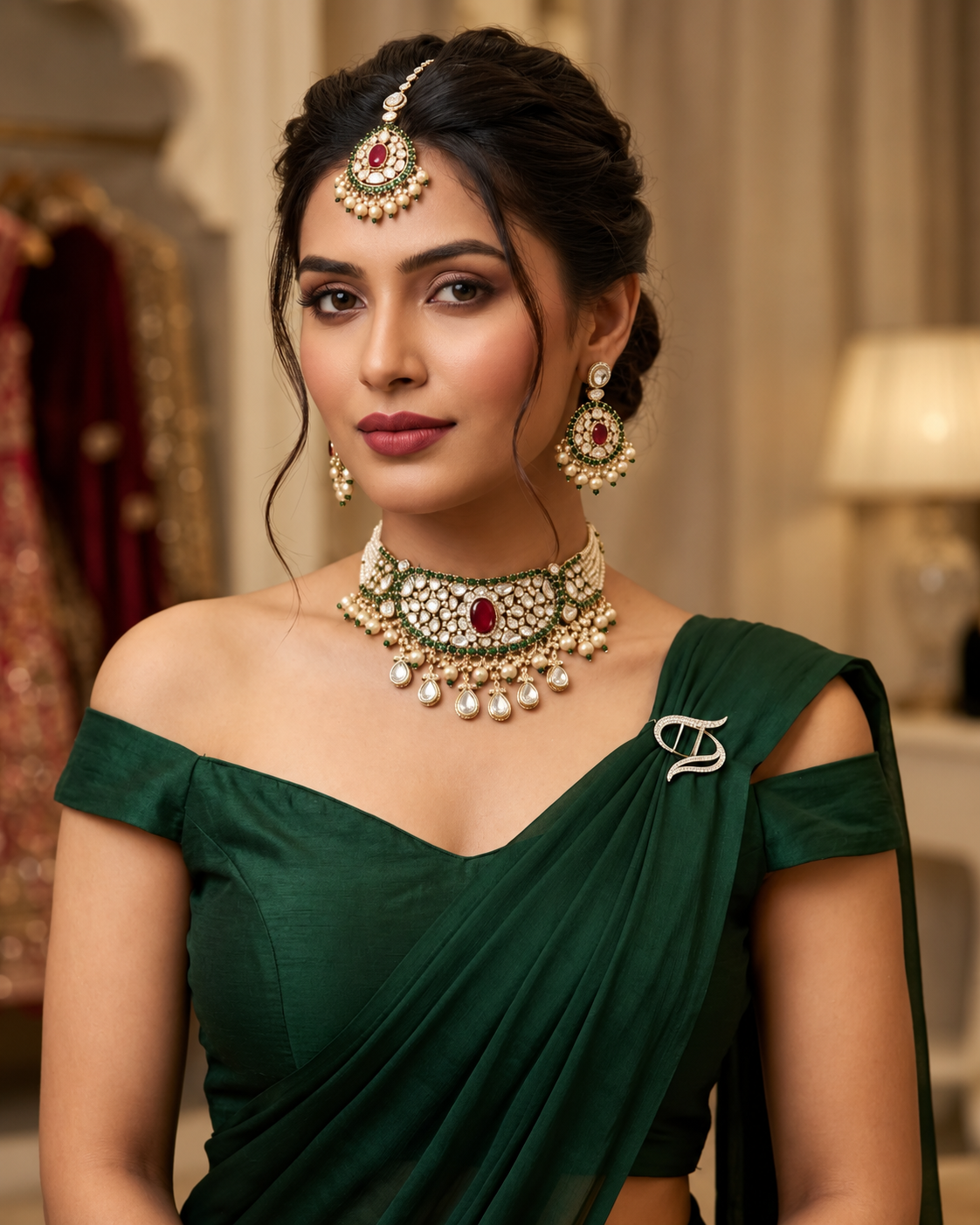 Heritage Ruby Emerald Bridal Set