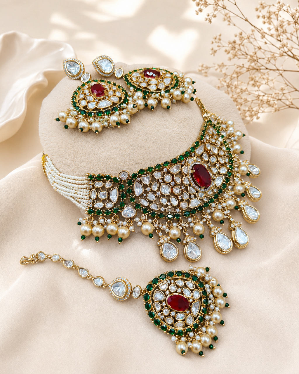 Heritage Ruby Emerald Bridal Set
