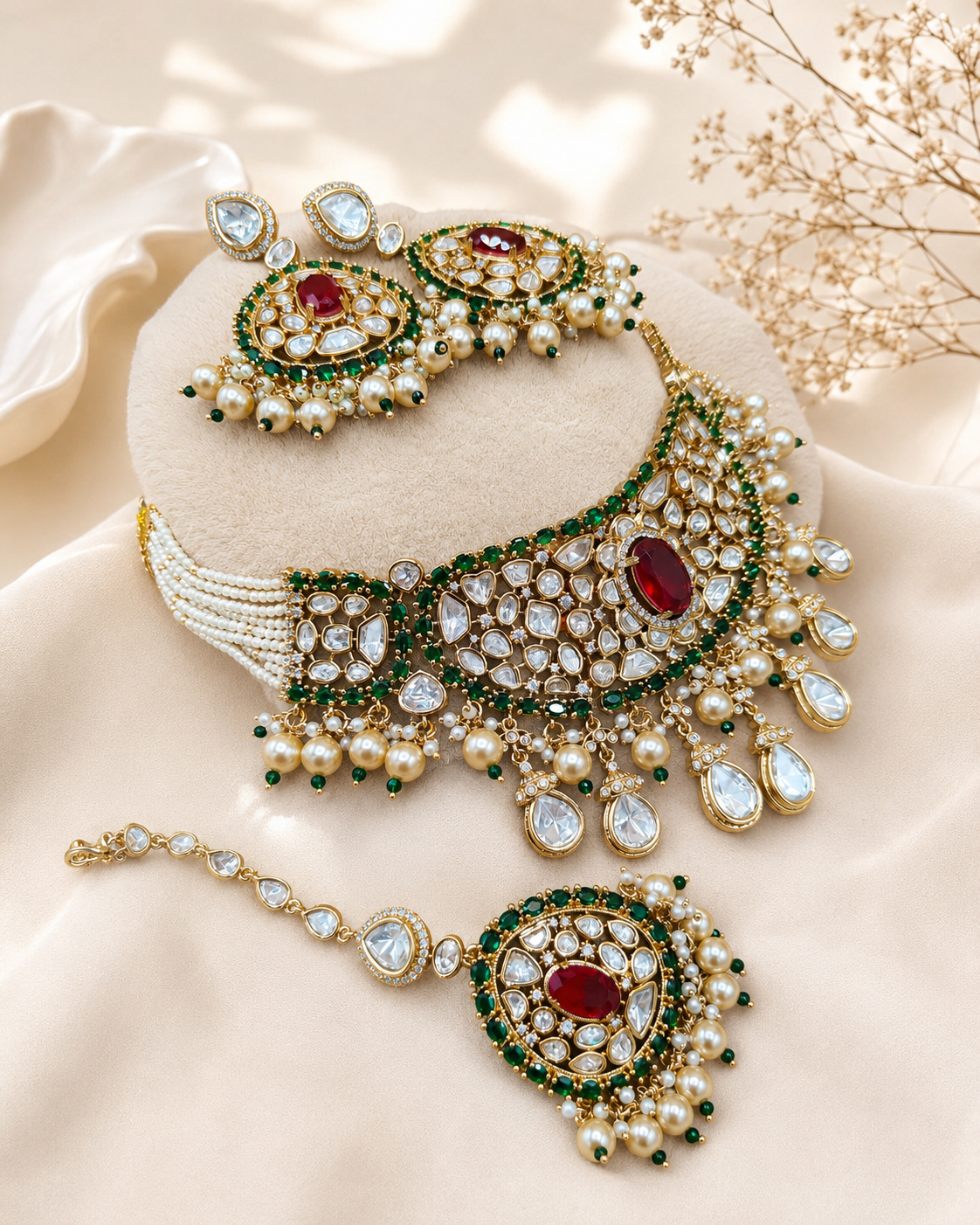 Heritage Ruby Emerald Bridal Set