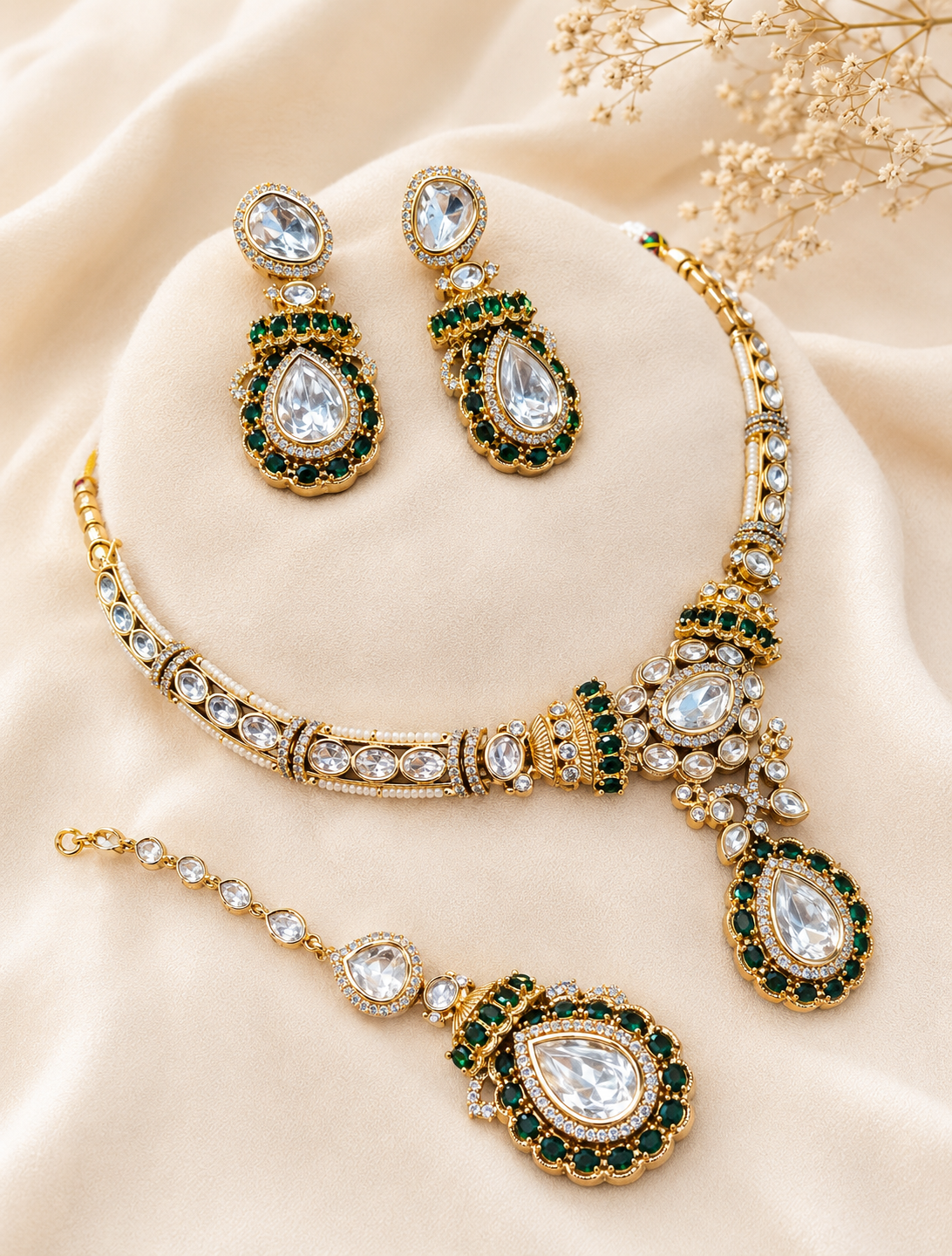 Emerald Dewdrop Necklace Set