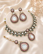 Blush Enamel Kundan Pendant Set