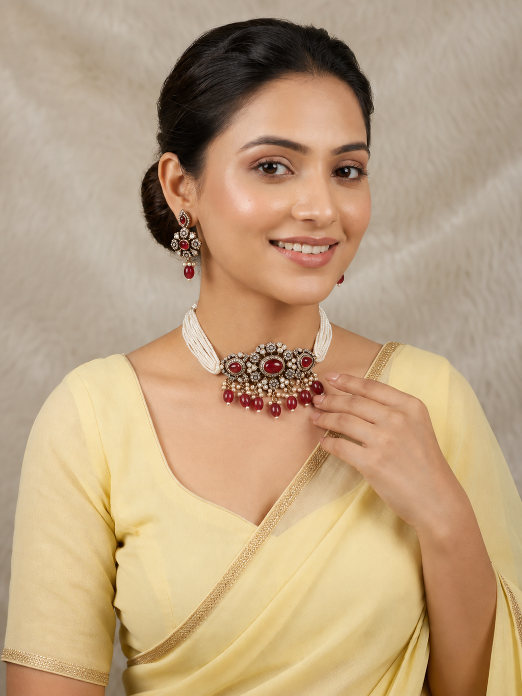 Ruby Heritage Pearl Choker Set
