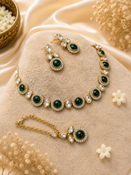 Emerald Green Kundan Necklace Set