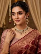 Golden Kundan Pearl Bridal Jewellery Set