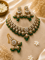 Emerald Green Kundan Bridal Jewellery Set