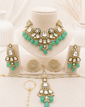Green and White Polki Bridal Choker Necklace Set