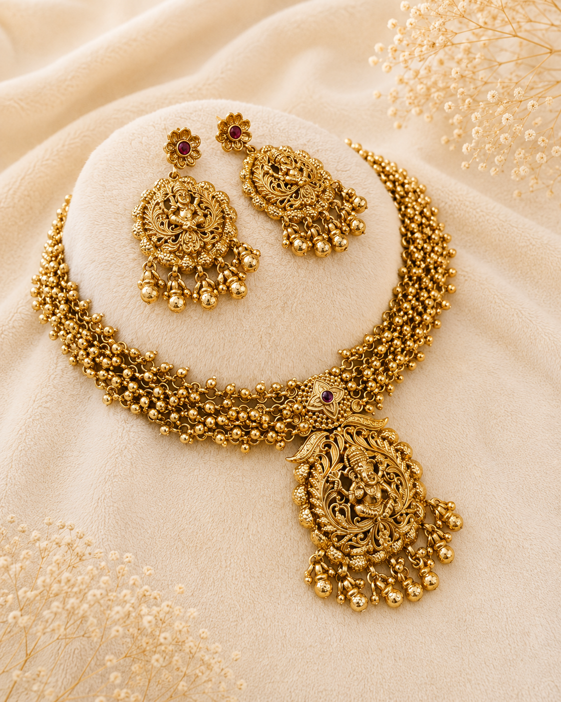Antique Aasmani Beaded Bridal Necklace Set