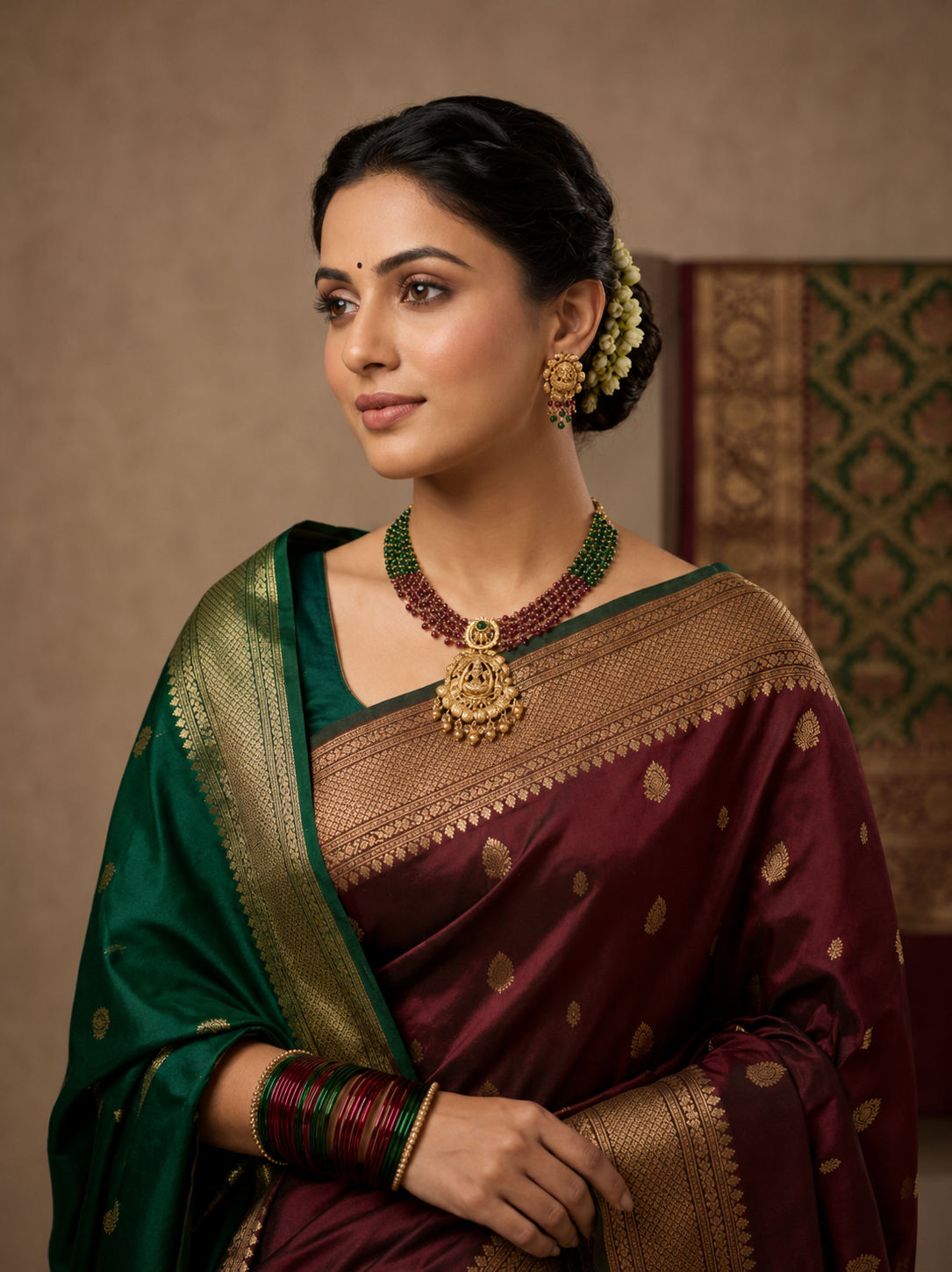 Antique Gold Stone Necklace