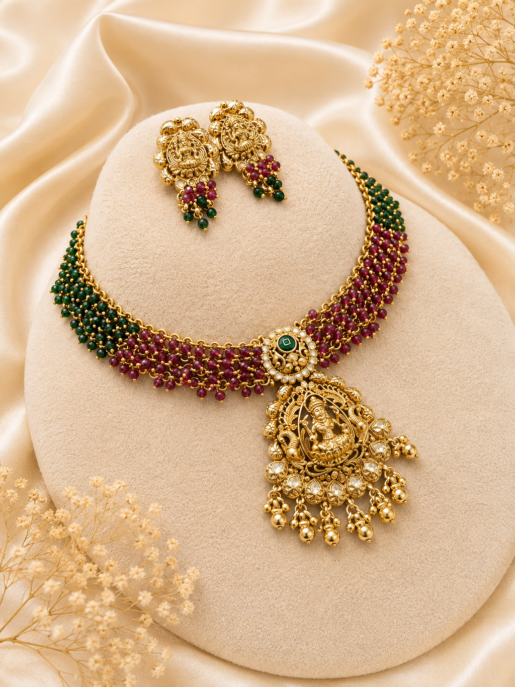 Antique Gold Stone Necklace