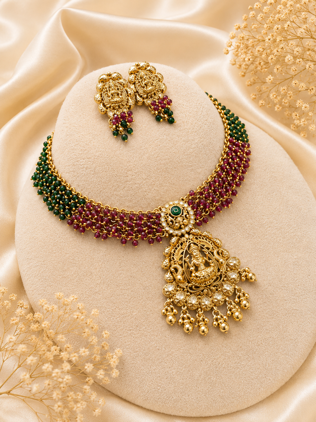 Antique Gold Stone Necklace